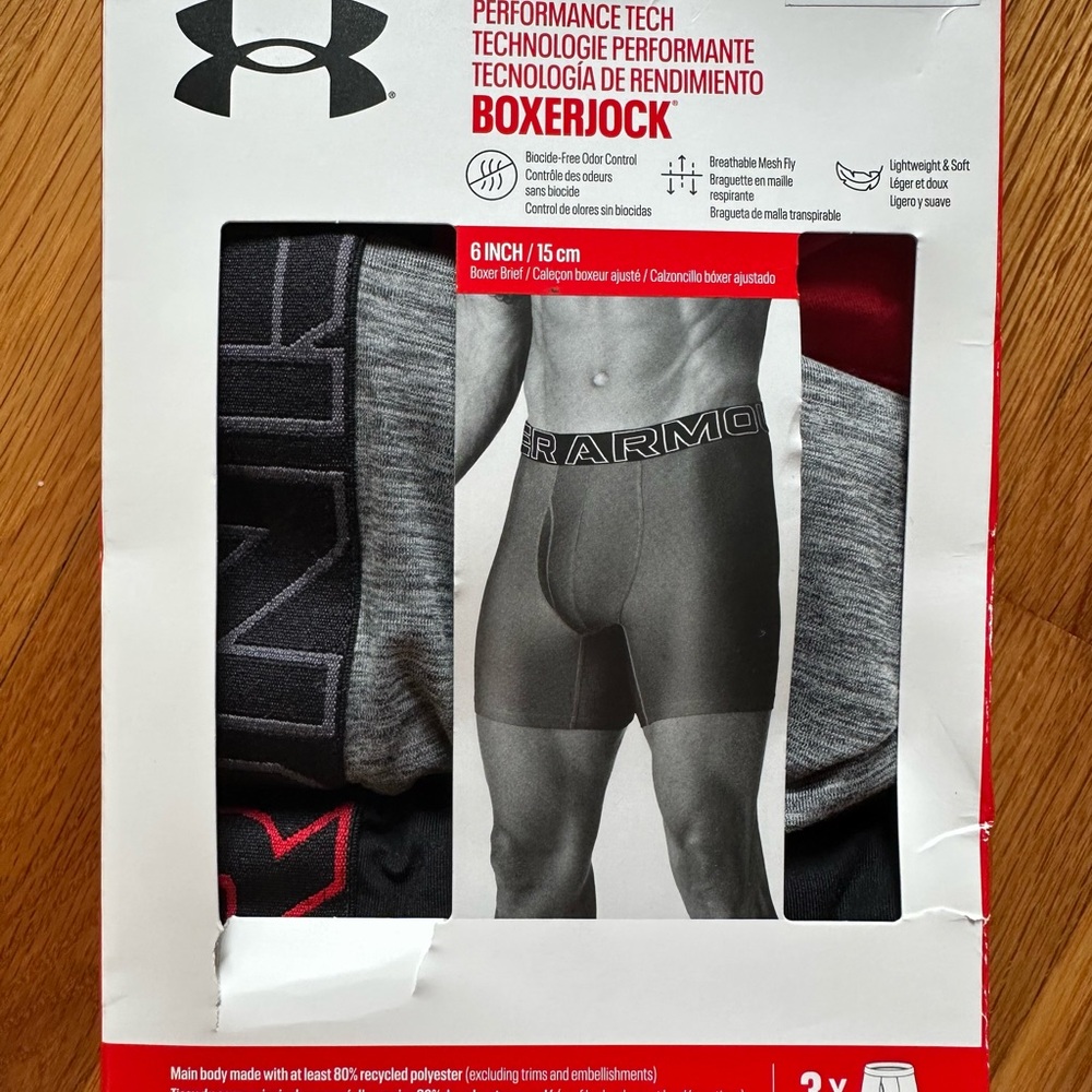Under Armour Men’s 3-Pack Boxerjock Boxer Briefs Size M 6” Inseam Odor Control - Picture 10 of 11